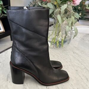 Franco Sarto Black Leather Heeled Boots